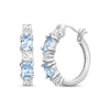 Thumbnail Image 1 of Oval-Cut Swiss Blue Topaz & White Lab-Created Sapphire Hoop Earrings Sterling Silver