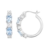 Thumbnail Image 3 of Oval-Cut Swiss Blue Topaz & White Lab-Created Sapphire Hoop Earrings Sterling Silver