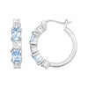 Thumbnail Image 2 of Oval-Cut Swiss Blue Topaz & White Lab-Created Sapphire Hoop Earrings Sterling Silver