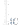 Thumbnail Image 4 of Oval-Cut Swiss Blue Topaz & White Lab-Created Sapphire Hoop Earrings Sterling Silver