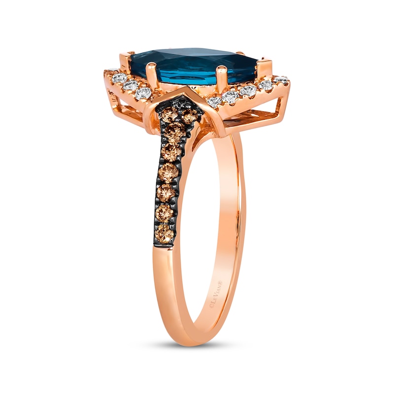 Le Vian Marquise-Cut Blue Topaz Ring 1/2 ct tw Diamonds 14K Strawberry Gold