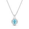 Thumbnail Image 0 of Oval-Cut Swiss Blue Topaz & White Lab-Created Sapphire Arabesque Necklace Sterling Silver 18"