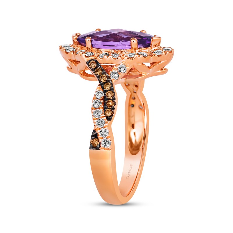 Main Image 2 of Le Vian Chocolate Twist Amethyst Ring 1/2 ct tw Diamonds 14K Strawberry Gold