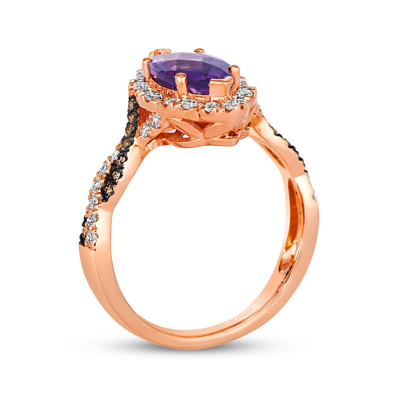 Main Image 3 of Le Vian Chocolate Twist Amethyst Ring 1/2 ct tw Diamonds 14K Strawberry Gold