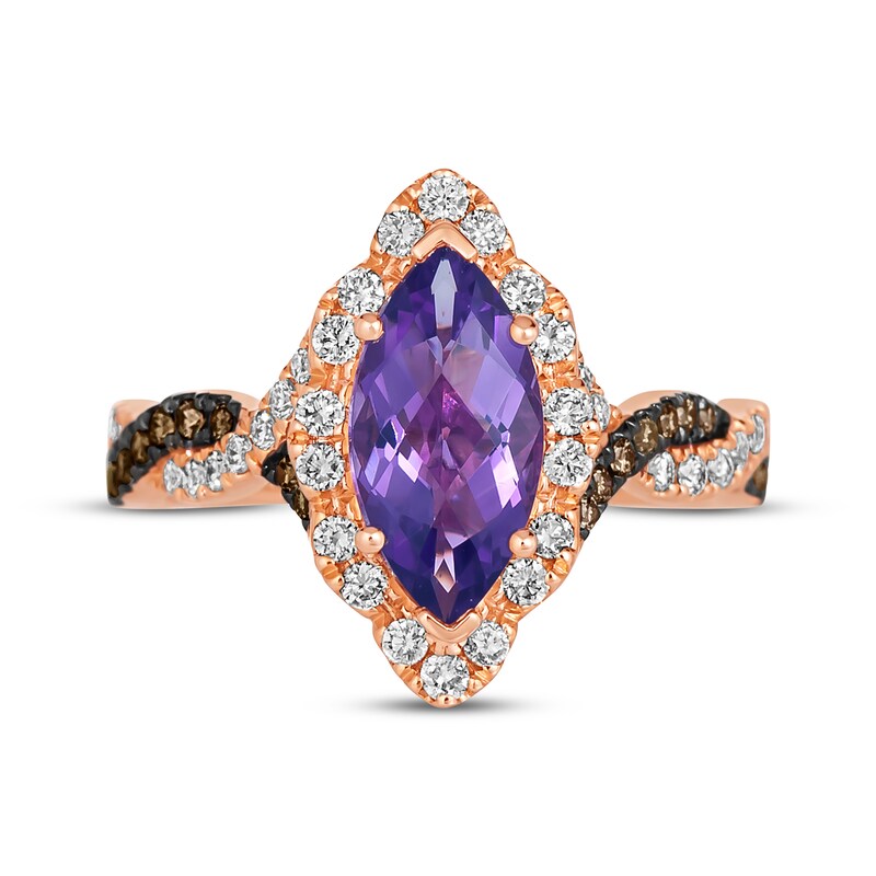 Main Image 4 of Le Vian Chocolate Twist Amethyst Ring 1/2 ct tw Diamonds 14K Strawberry Gold