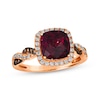 Thumbnail Image 1 of Le Vian Chocolate Twist Cushion-Cut Rhodolite Ring 1/3 ct tw Diamonds 14K Strawberry Gold