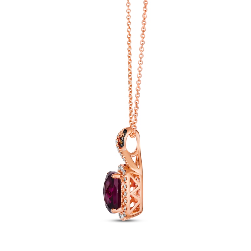 Main Image 2 of Le Vian Chocolate Twist Cushion-Cut Rhodolite Ring 1/3 ct tw Diamonds 14K Strawberry Gold