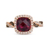 Thumbnail Image 4 of Le Vian Chocolate Twist Cushion-Cut Rhodolite Ring 1/3 ct tw Diamonds 14K Strawberry Gold