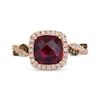 Thumbnail Image 3 of Le Vian Chocolate Twist Cushion-Cut Rhodolite Ring 1/3 ct tw Diamonds 14K Strawberry Gold