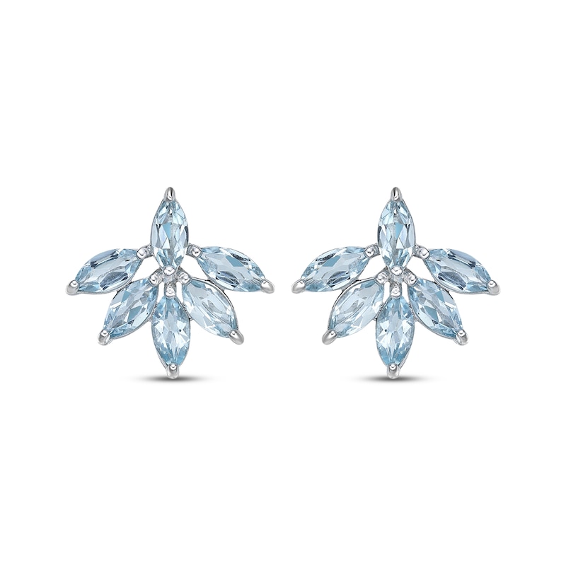 Main Image 2 of Marquise-Cut Swiss Blue Topaz Cluster Earrings Sterling Silver