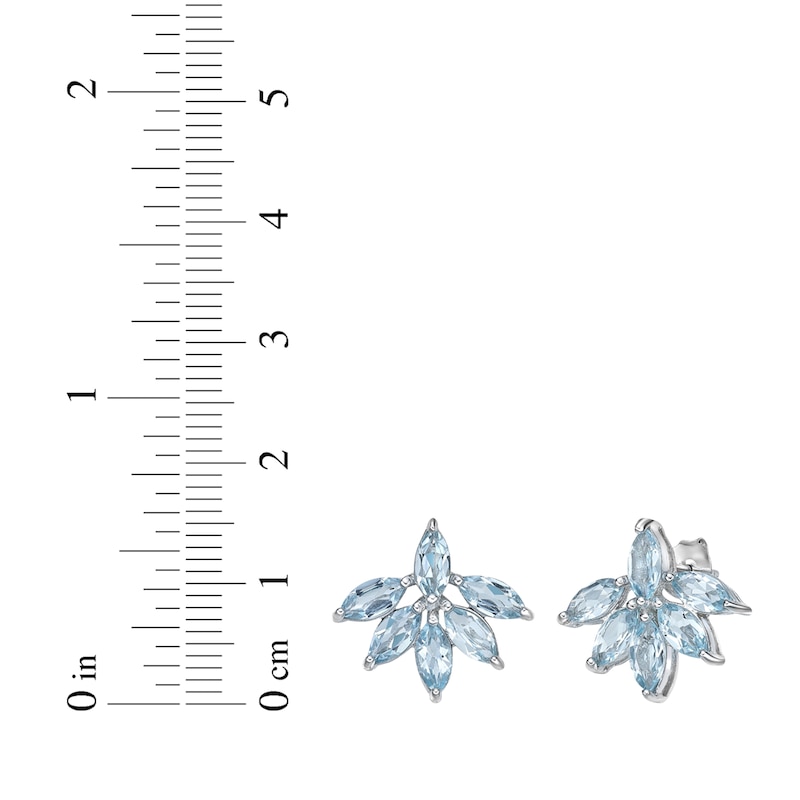Main Image 4 of Marquise-Cut Swiss Blue Topaz Cluster Earrings Sterling Silver