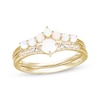 Thumbnail Image 1 of Round-Cut Lab-Created Opal & White Lab-Created Sapphire Stacking Ring Set 10K Yellow Gold