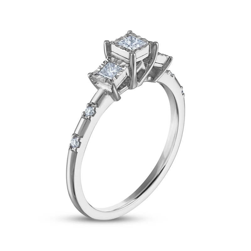 Memories Moments Magic Princess-Cut Diamond Three-Stone Engagement Ring 1/4 ct tw 14K White Gold