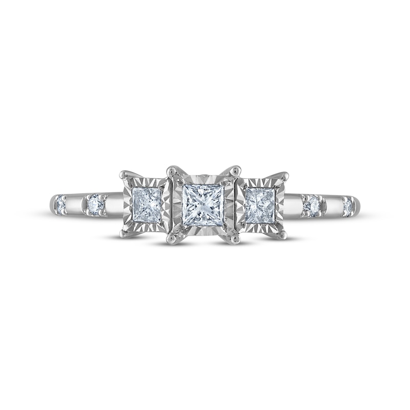 Memories Moments Magic Princess-Cut Diamond Three-Stone Engagement Ring 1/4 ct tw 14K White Gold