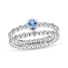 Thumbnail Image 1 of Swiss Blue Topaz & White Lab-Created Sapphire Beaded Stacking Ring Set Sterling Silver