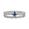 Thumbnail Image 3 of Swiss Blue Topaz & White Lab-Created Sapphire Beaded Stacking Ring Set Sterling Silver