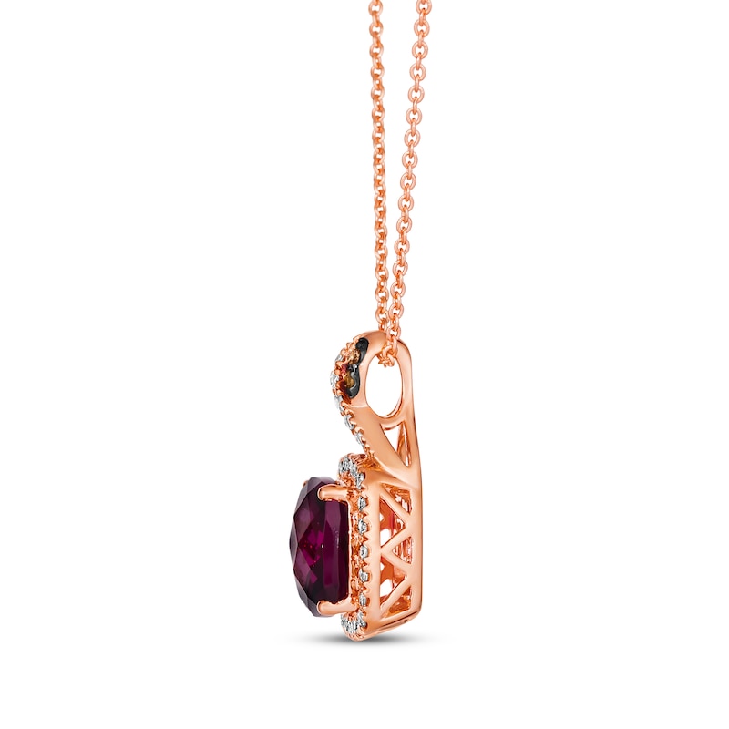 Main Image 2 of Le Vian Chocolate Twist Cushion-Cut Rhodolite Necklace 1/5 ct tw Diamonds 14K Strawberry Gold 19&quot;