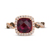 Thumbnail Image 3 of Le Vian Chocolate Twist Cushion-Cut Rhodolite Necklace 1/5 ct tw Diamonds 14K Strawberry Gold 19"