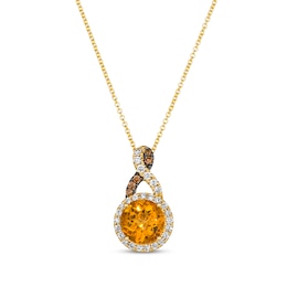 Le Vian Chocolate Twist Citrine Necklace 1/3 ct tw Diamonds 14K Honey Gold 19"