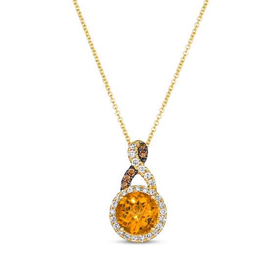 Le Vian Chocolate Twist Citrine Necklace 1/3 ct tw Diamonds 14K Honey Gold 19"
