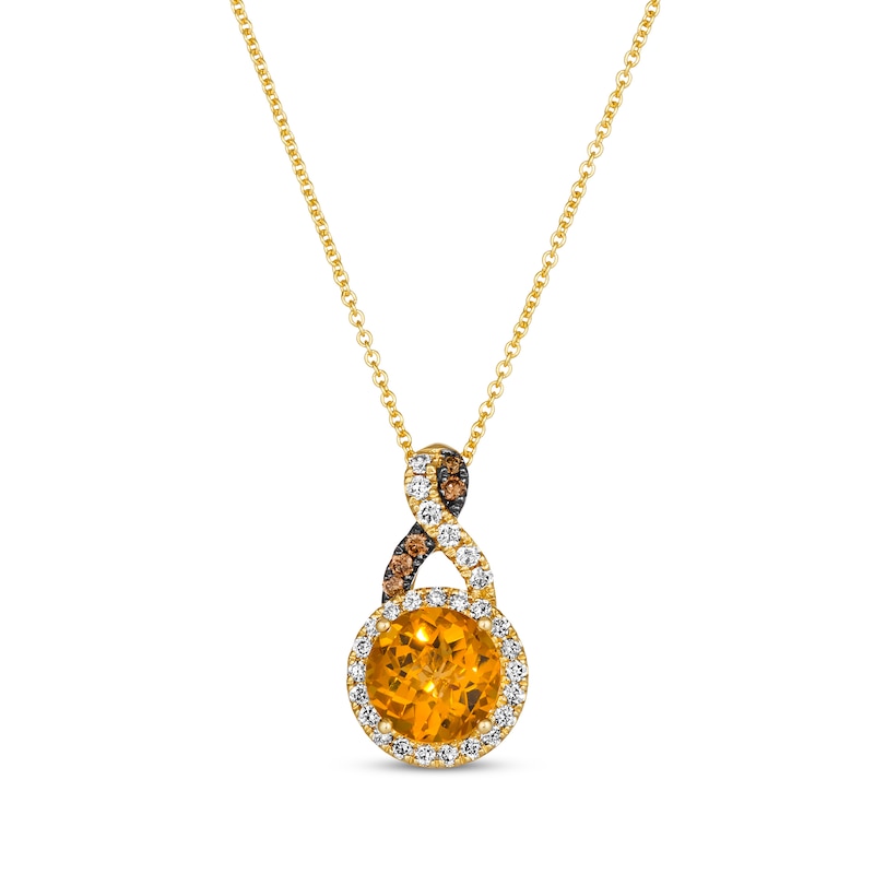 Main Image 1 of Le Vian Chocolate Twist Citrine Necklace 1/3 ct tw Diamonds 14K Honey Gold 19&quot;