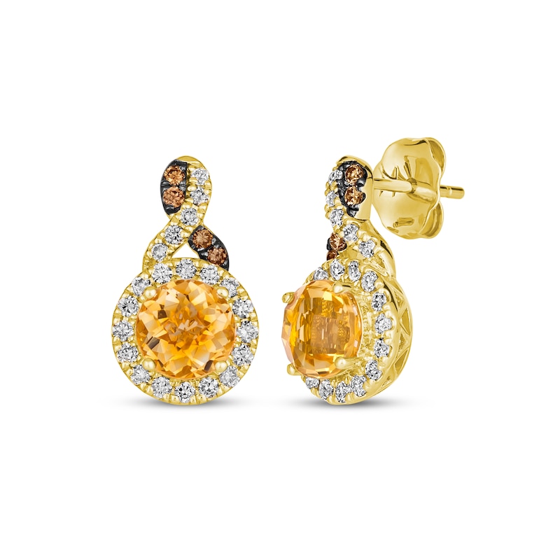 Le Vian Chocolate Twist Citrine Earrings 3/8 ct tw Diamonds 14K Honey Gold