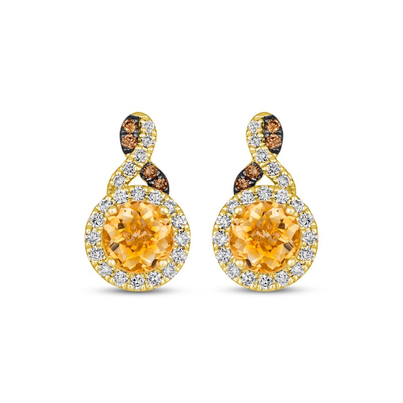 Le Vian Chocolate Twist Citrine Earrings 3/8 ct tw Diamonds 14K Honey Gold