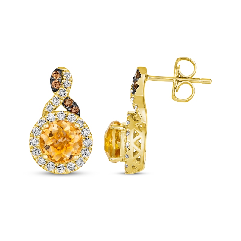 Main Image 3 of Le Vian Chocolate Twist Citrine Earrings 3/8 ct tw Diamonds 14K Honey Gold