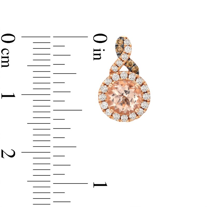 Main Image 2 of Le Vian Chocolate Twist Morganite Earrings 3/8 ct tw Diamonds 14K Strawberry Gold