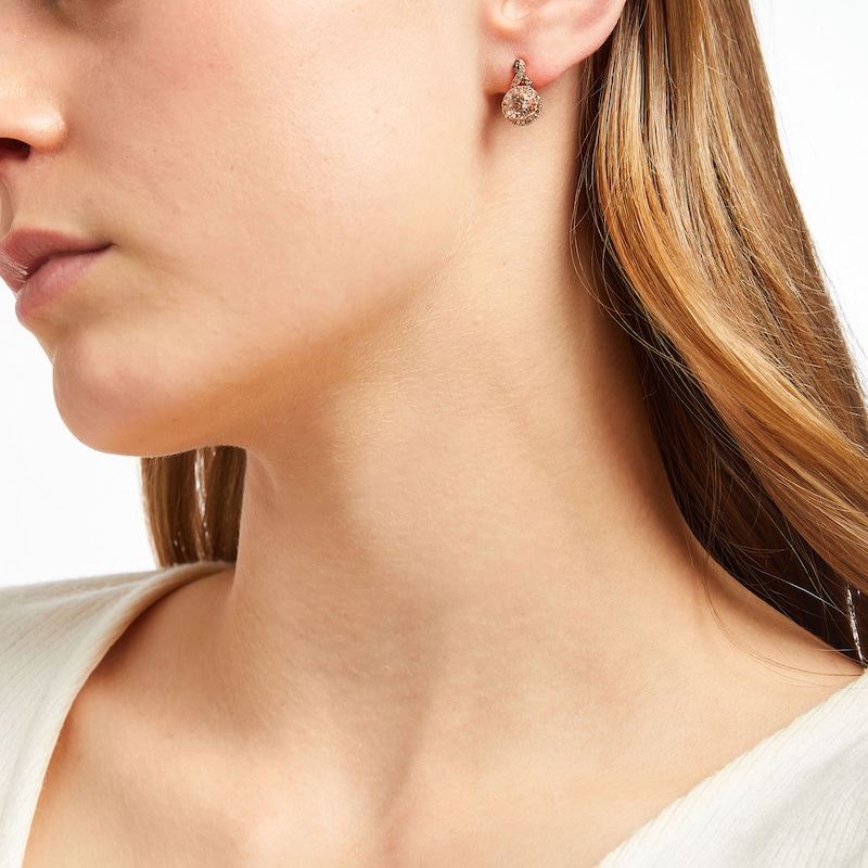 Main Image 4 of Le Vian Chocolate Twist Morganite Earrings 3/8 ct tw Diamonds 14K Strawberry Gold