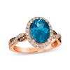 Thumbnail Image 1 of Le Vian Chocolate Twist Oval-Cut Blue Topaz Ring 1/3 ct tw Diamonds 14K Strawberry Gold