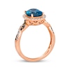 Thumbnail Image 3 of Le Vian Chocolate Twist Oval-Cut Blue Topaz Ring 1/3 ct tw Diamonds 14K Strawberry Gold