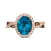 Thumbnail Image 3 of Le Vian Chocolate Twist Oval-Cut Blue Topaz Ring 1/3 ct tw Diamonds 14K Strawberry Gold