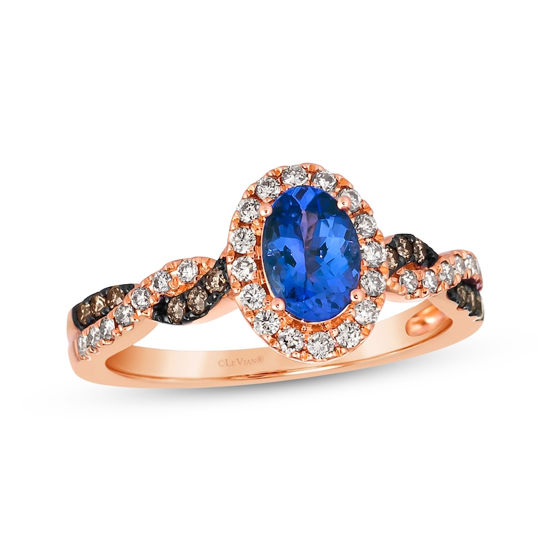Main Image 1 of Le Vian Chocolate Twist Tanzanite Ring 1/3 ct tw Diamonds 14K Strawberry Gold
