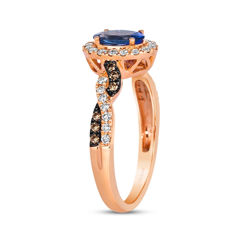 Main Image 2 of Le Vian Chocolate Twist Tanzanite Ring 1/3 ct tw Diamonds 14K Strawberry Gold