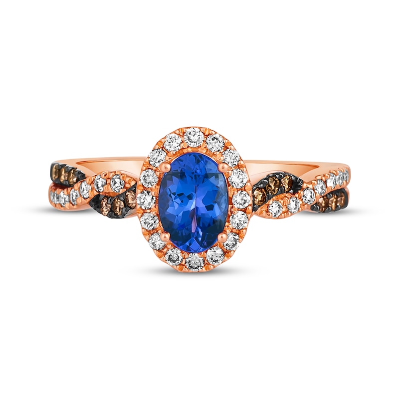 Main Image 4 of Le Vian Chocolate Twist Tanzanite Ring 1/3 ct tw Diamonds 14K Strawberry Gold