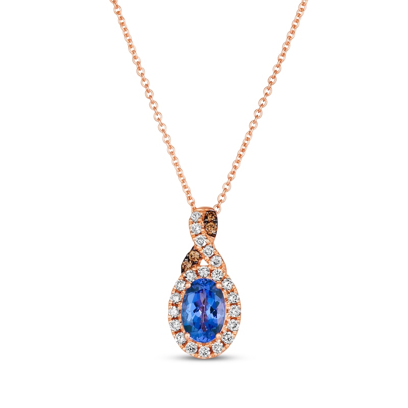 Main Image 1 of Le Vian Chocolate Twist Tanzanite Necklace 1/5 ct tw Diamonds 14K Strawberry Gold 19&quot;