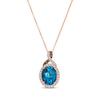 Thumbnail Image 1 of Le Vian Chocolate Twist Oval-Cut Blue Topaz Necklace 1/4 ct tw Diamonds 14K Strawberry Gold 19”