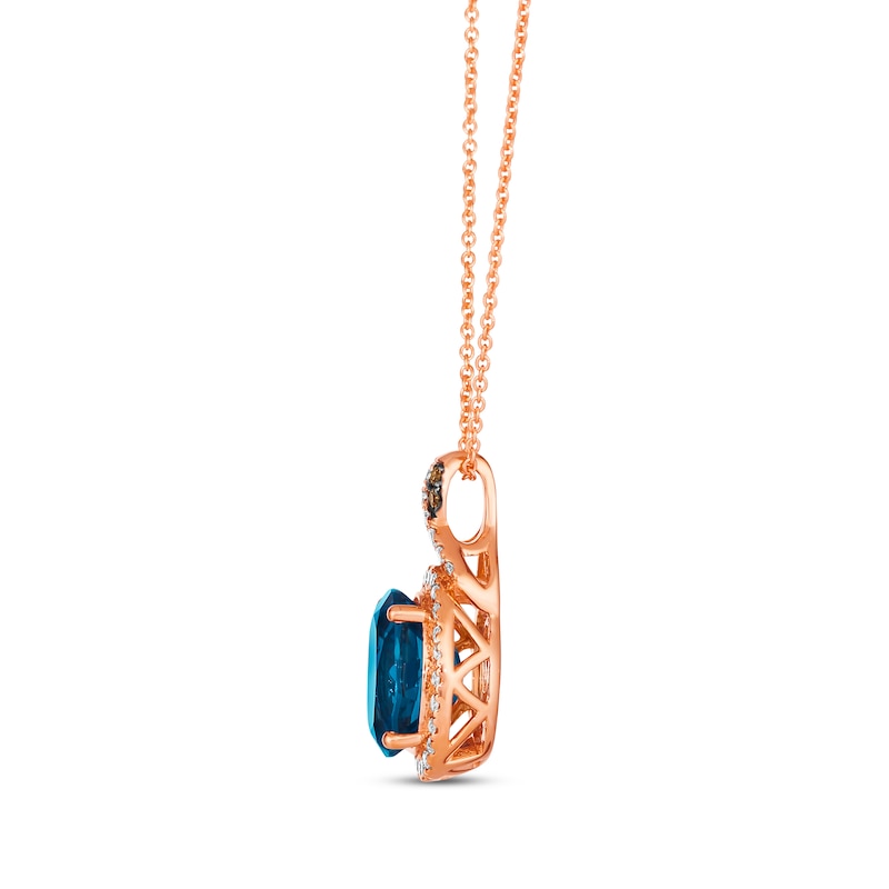 Main Image 2 of Le Vian Chocolate Twist Oval-Cut Blue Topaz Necklace 1/4 ct tw Diamonds 14K Strawberry Gold 19”