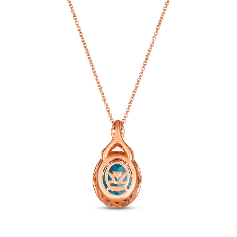 Main Image 3 of Le Vian Chocolate Twist Oval-Cut Blue Topaz Necklace 1/4 ct tw Diamonds 14K Strawberry Gold 19”