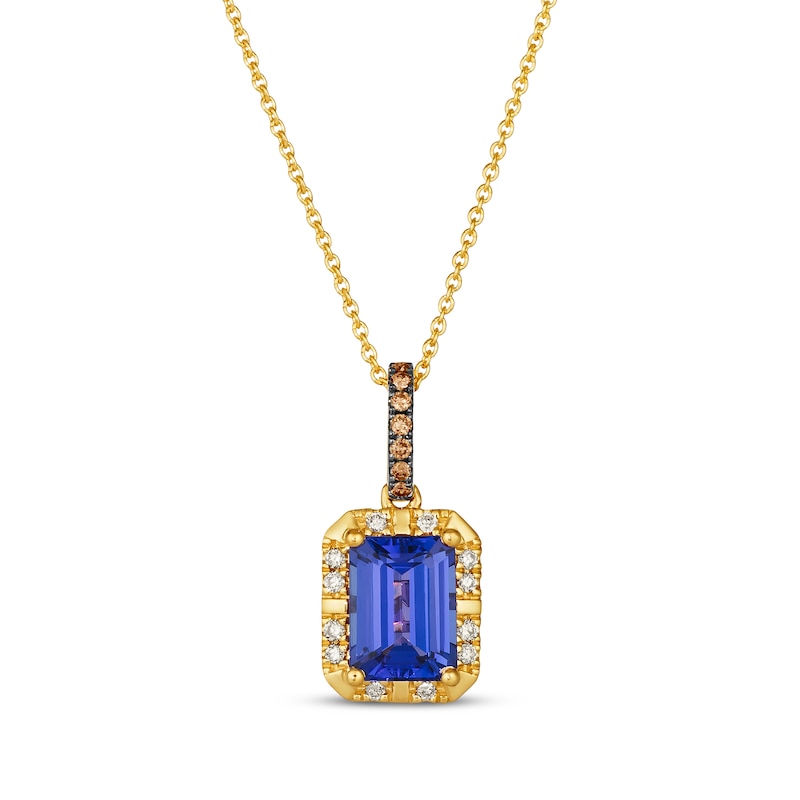 Le Vian Emerald-Cut Tanzanite & Diamond Necklace 1/8 ct tw 14K Honey Gold 19”