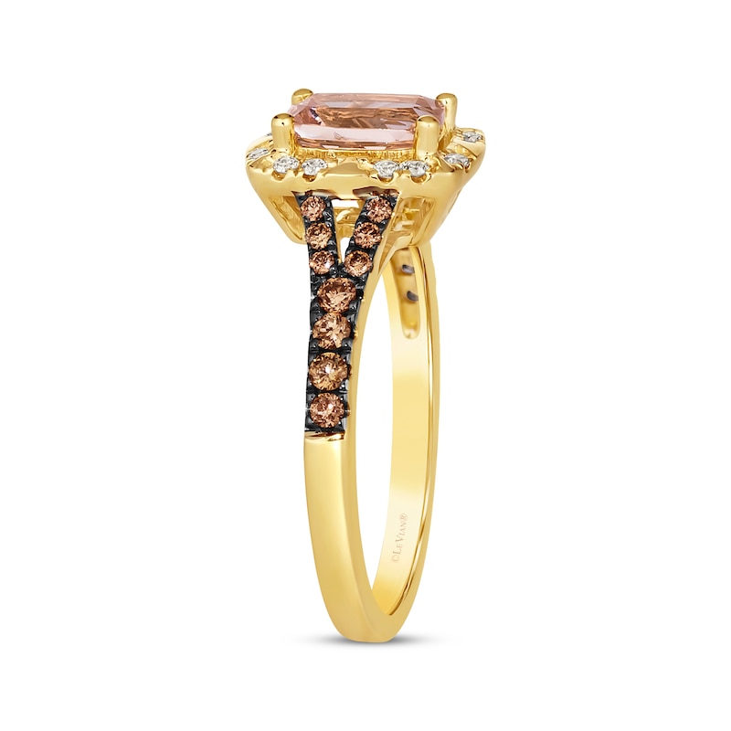 Main Image 2 of Le Vian Cushion-Cut Morganite & Diamond Ring 1/3 ct tw 14K Honey Gold
