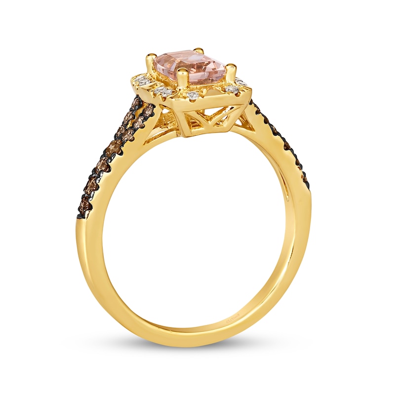 Main Image 3 of Le Vian Cushion-Cut Morganite & Diamond Ring 1/3 ct tw 14K Honey Gold