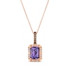 Thumbnail Image 0 of Le Vian Emerald-Cut Amethyst Necklace 1/8 ct tw Diamonds 14K Strawberry Gold 19"