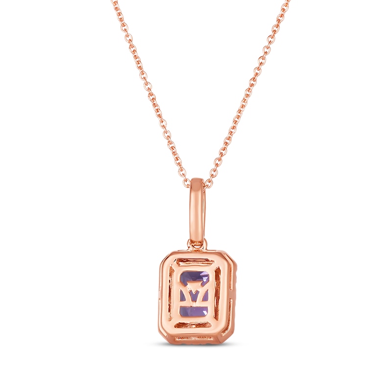 Le Vian Emerald-Cut Amethyst Necklace 1/8 ct tw Diamonds 14K Strawberry Gold 19"