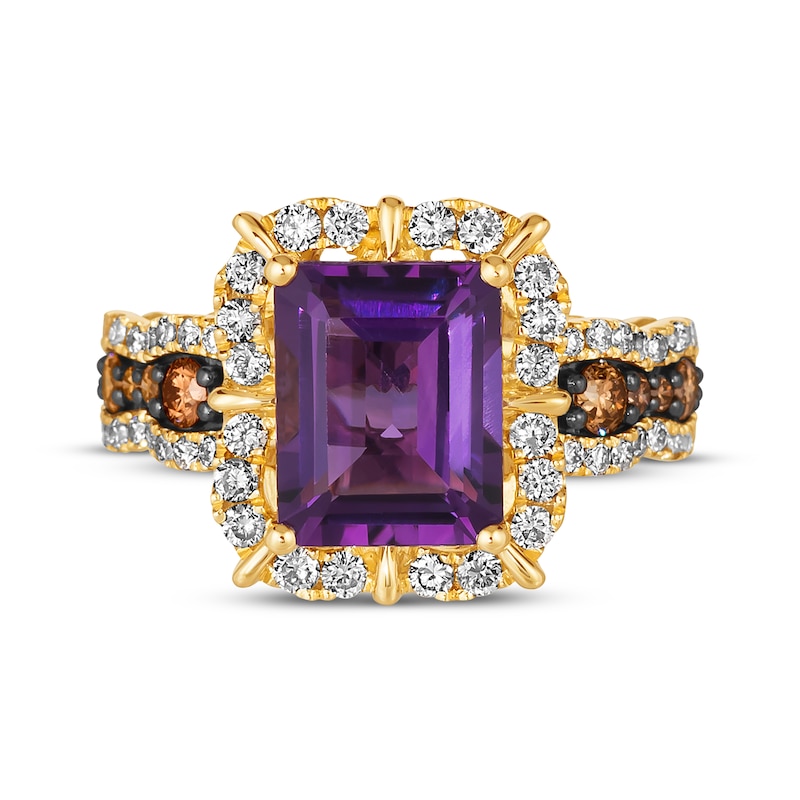 Le Vian Chocolate Waterfall Emerald-Cut Amethyst Ring 7/8 ct tw Diamonds 14K Honey Gold