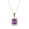 Thumbnail Image 1 of Le Vian Emerald-Cut Amethyst Necklace 3/8 ct tw Diamonds 14K Honey Gold 19&quot;