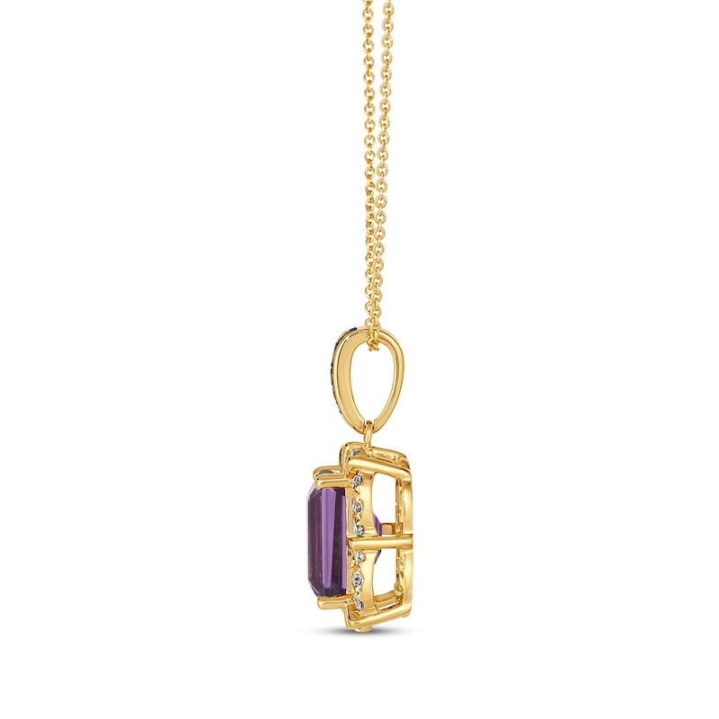 Le Vian Emerald-Cut Amethyst Necklace 3/8 ct tw Diamonds 14K Honey Gold 19"