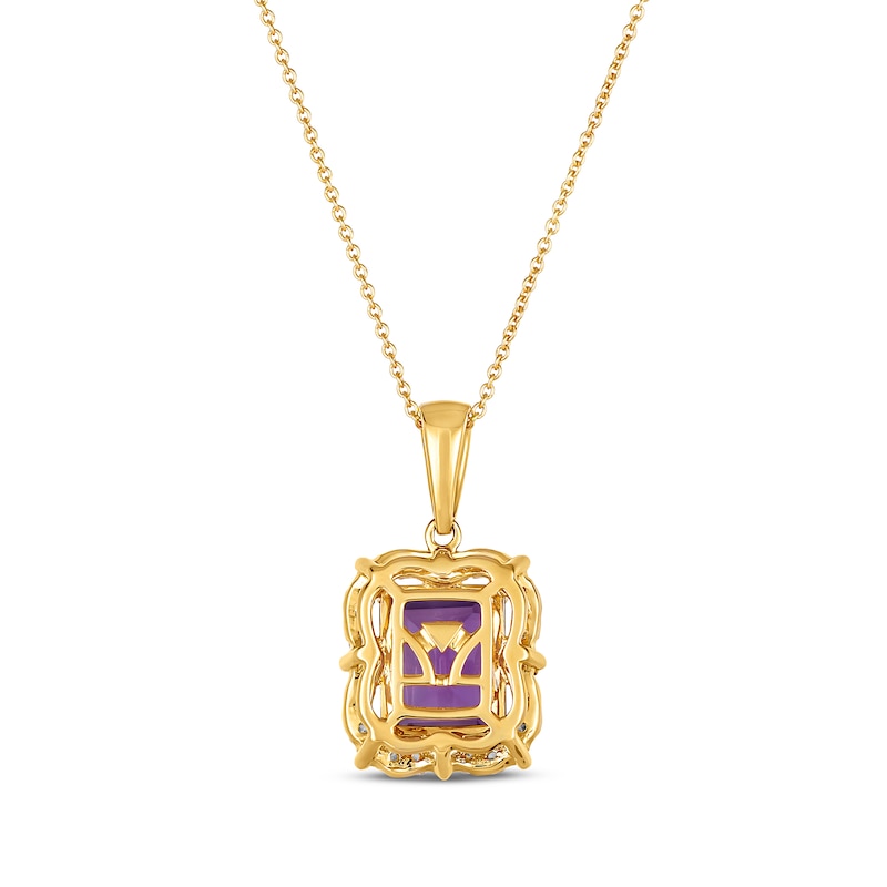 Main Image 3 of Le Vian Emerald-Cut Amethyst Necklace 3/8 ct tw Diamonds 14K Honey Gold 19&quot;