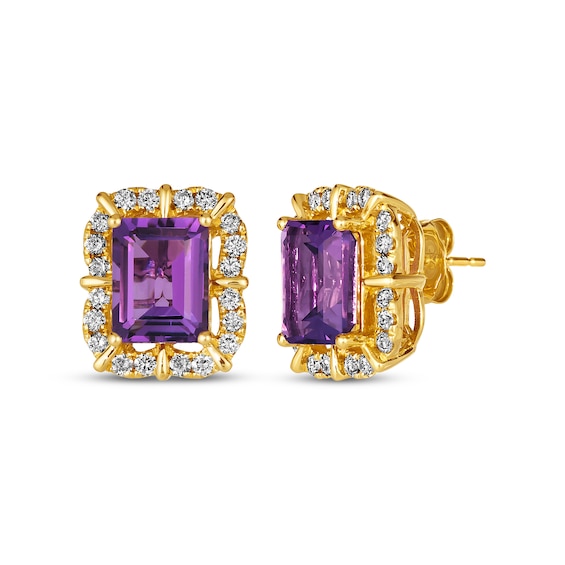 Le Vian Emerald-Cut Amethyst Earrings 5/8 ct tw Diamonds 14K Honey Gold